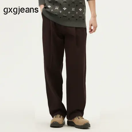 gxg.jeans男装 棕色简约休闲宽松直筒牛仔裤男裤 25年夏季新款图片