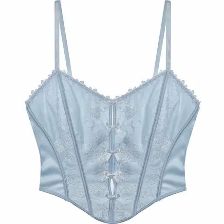 新款性感丝缎纯欲吊带法式蕾丝刺绣吊带打底文胸商品大图
