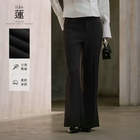 【商场同款】阿依莲时尚百搭休闲裤女25秋季新款黑色显瘦直筒裤子商品大图