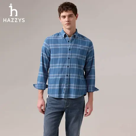【商场同款】HAZZYS哈吉斯2025秋季新品男装休闲衬衫通勤上衣衬衣图片