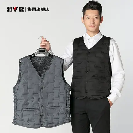 雅鹿男装中老年羽绒马甲男冬季2025新款爸爸保暖坎肩加绒保暖背心商品大图