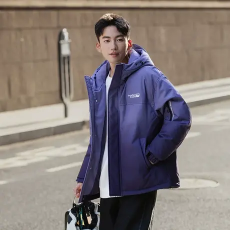 唐狮秋冬季男连帽渐变短款羽绒服潮流百搭设计感今年流行爆款TUTA商品大图