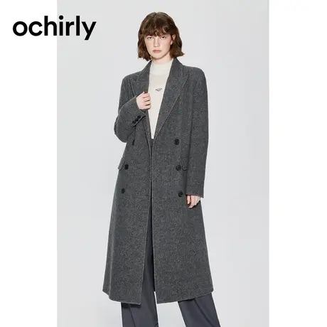 【品牌甄选】高奢大衣欧时力澳进口羊毛长款呢外套23新冬大衣腰带商品大图