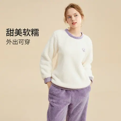 2023新品都市丽人长毛绒保暖防风可爱卡通动物宽松女士睡衣家居服商品大图