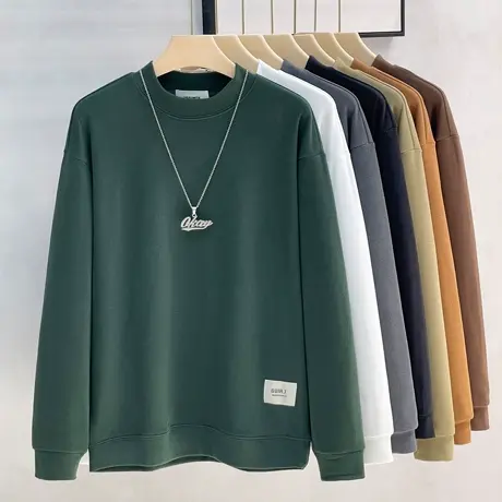 双面德绒打底衫男秋冬季美式内搭中领重磅半高领卫衣保暖长袖T恤商品大图