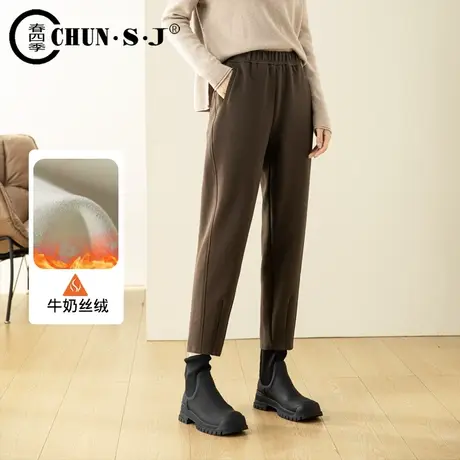 加绒裤子女冬季加厚美拉德运动休闲卫裤宽松小个子大码女士哈伦裤商品大图