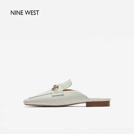 Nine West/玖熙穆勒鞋平底夏季新款法式羊皮金属饰扣包头拖鞋慵懒商品大图