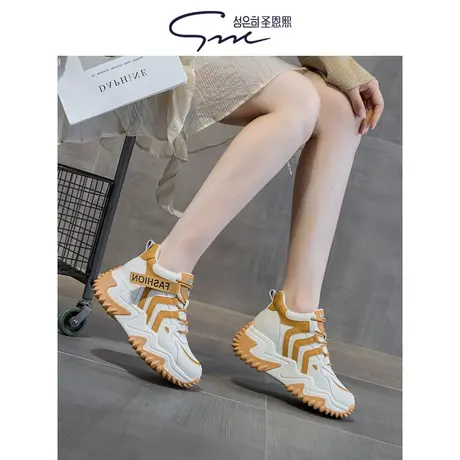 圣恩熙 厚底老爹鞋女2023新款秋季爆款百搭真皮运动休闲鞋子潮款图片