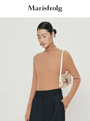 【言选好物】玛丝菲尔T恤23春季新款修身小高领针织衫商品大图