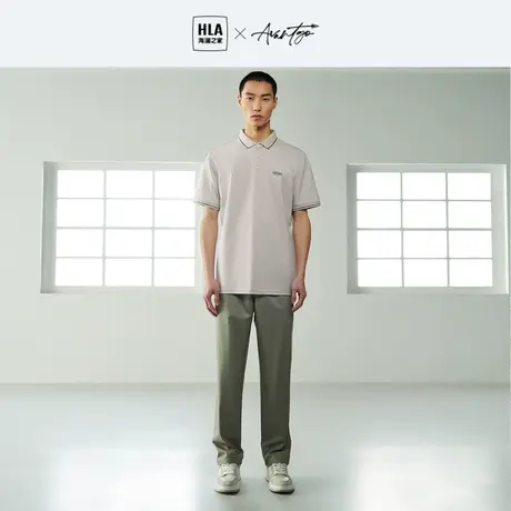 HLA/海澜之家POWER YOUNGPOLO衫23春夏翻领字母印花透气短t男商品大图
