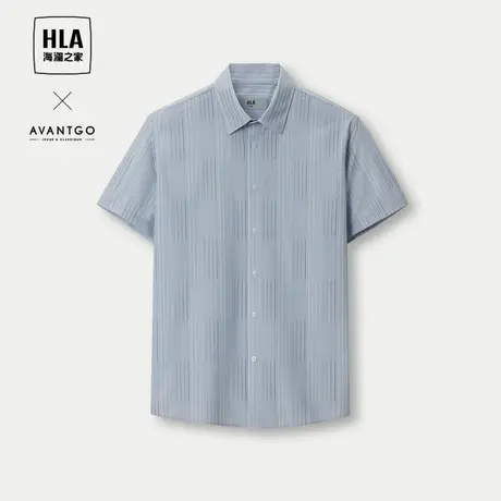 【吸湿速干】HLA/海澜之家轻商务短袖休闲衬衫24春夏新条纹衬衣男图片
