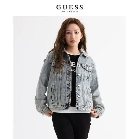 GUESS女美式品质时尚可拆卸连帽牛仔外套夹克-Q3PN12D51V0商品大图