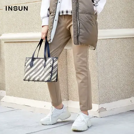 INSUN恩裳冬季修身弹力小脚棉质直筒裤图片