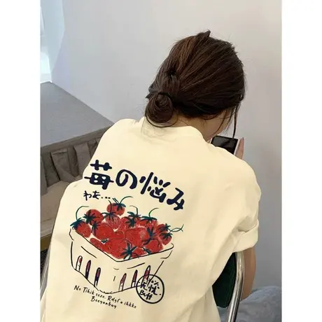 设计感小众纯棉短袖T恤女夏季2023新款小个子减龄漂亮洋气上衣ins商品大图