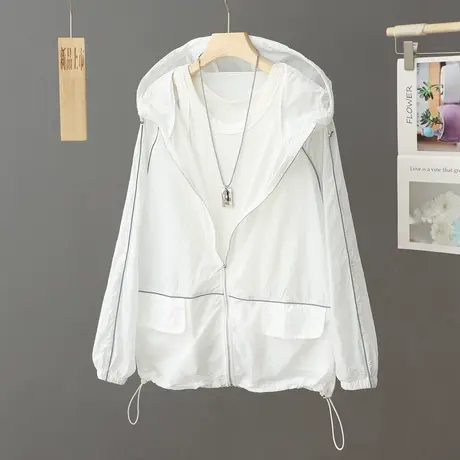 防晒衣女薄外套2024夏季透气宽松外穿户外紫外线防晒服连帽防晒衫图片
