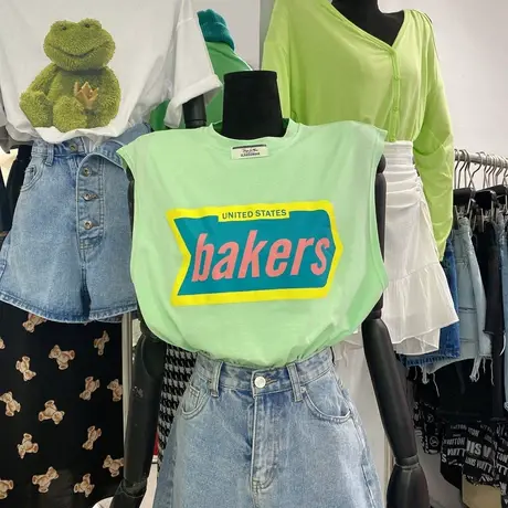 无袖t恤女2021夏季新款韩版ins潮百搭假两件宽松时尚背心外穿上衣商品大图