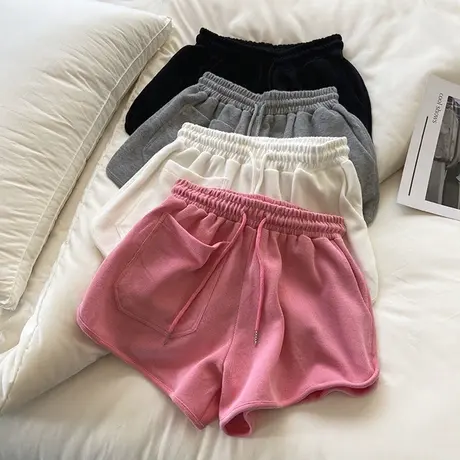 休闲运动短裤女2024夏季新款宽松高腰百搭洋气减龄沙滩阔腿短裤潮商品大图