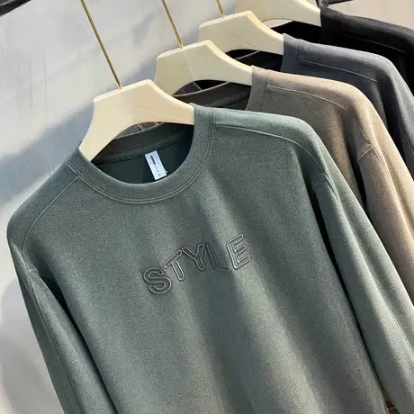 男士长袖T恤春秋季2023新款秋冬装上衣服卫衣男装加绒打底衫潮春商品大图