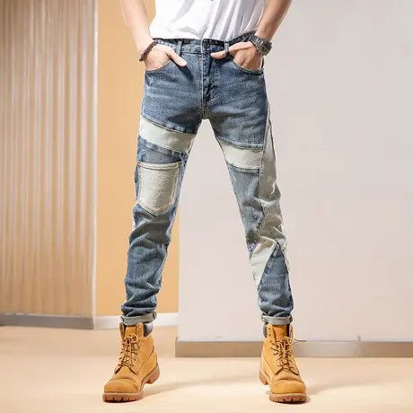 Modi Nick/摩帝尼克牛仔裤男士潮牌修身直筒夏季男裤百搭休闲长裤商品大图