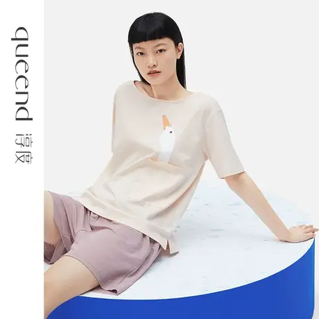 淳度【凉感丝光棉】女式睡衣夏纯棉可外穿全棉家居服夏天套装薄款商品大图