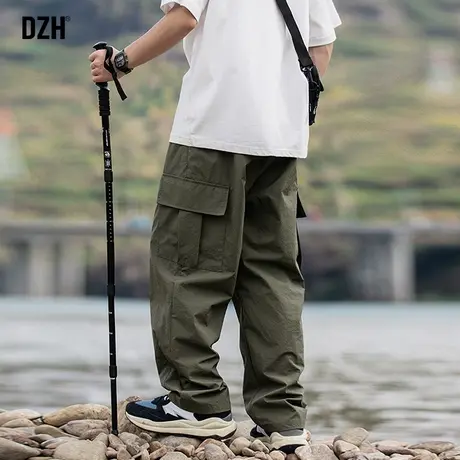 青少年军绿色多口袋工装裤男潮牌宽松直筒休闲裤2025新款春秋裤子商品大图