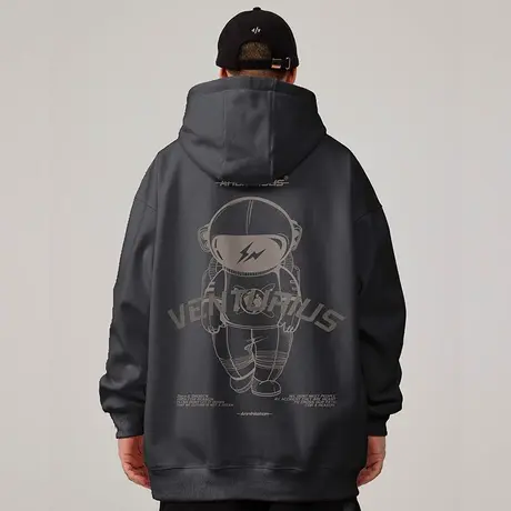 加肥加大码nasa潮牌宇航员胖子宽松连帽卫衣加绒胖男生外套潮流商品大图