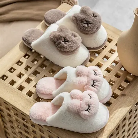 棉拖鞋女冬季卡通可爱兔子室内居家软底防滑拖鞋毛绒保暖月子鞋商品大图