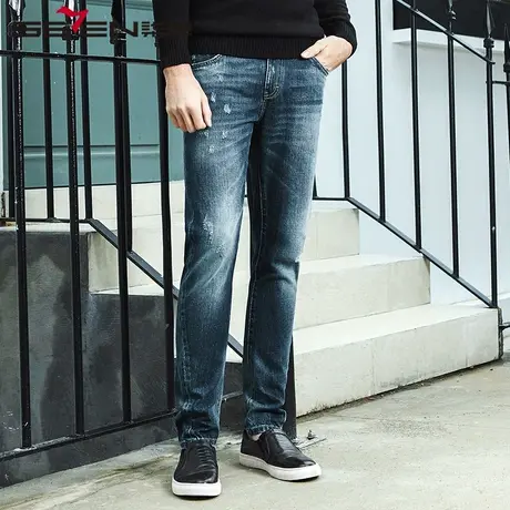 柒牌男装清仓牛仔裤秋冬时尚加厚修身青年纯棉休闲牛仔裤男图片