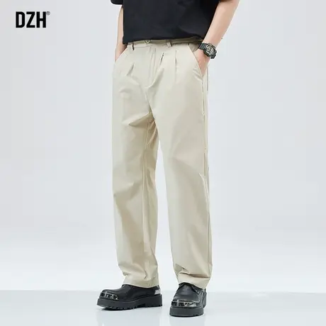 男士杏色裤子男春季宽松直筒休闲裤百搭小西裤2024新款长裤直筒裤商品大图