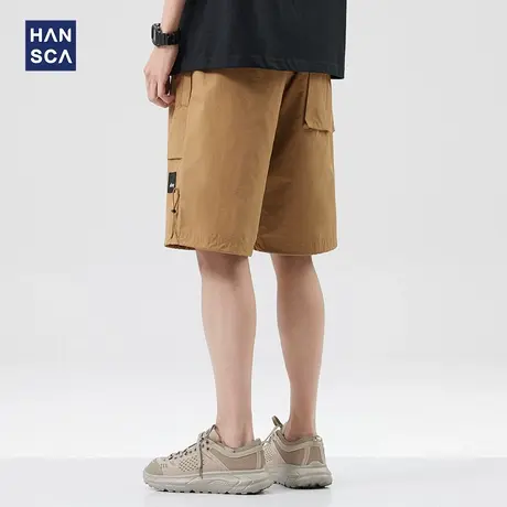 hansca卡其色工装短裤男夏季宽松直筒阔腿潮牌宽松休闲大码五分裤商品大图