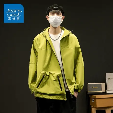 KZ真维斯春秋季工装连帽夹克外套男士冲锋衣服登山装2023年新款潮商品大图