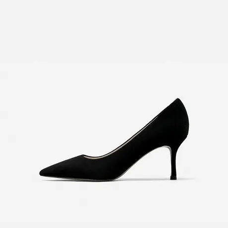 Nine West/玖熙2023年春夏新款高跟鞋女羊反绒尖头细跟单鞋女通勤图片