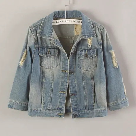 牛仔外套女短款修身韩版新款显瘦百搭七分袖春秋大码上衣怀旧破洞商品大图