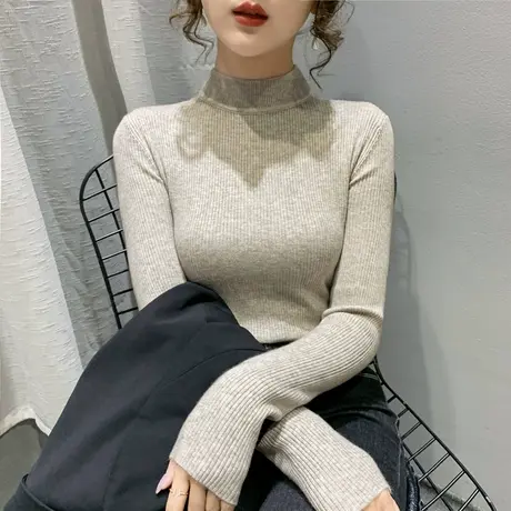 半高领毛衣女套头2023秋冬韩版新款百搭打底衫内搭上衣外穿针织衫图片