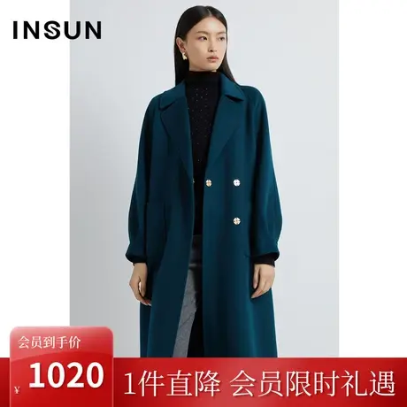 恩裳2022冬季经典腰带收腰设计轻盈保暖通勤毛呢外套商品大图