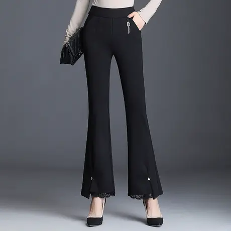 喇叭裤休闲裤开叉长裤2023春秋新款高腰微喇裤垂感西装裤休闲裤子图片