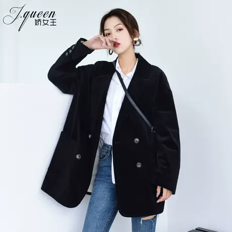 灯芯绒西装外套女春秋季复古宽松休闲显瘦轻熟风加厚加绒小西服潮图片