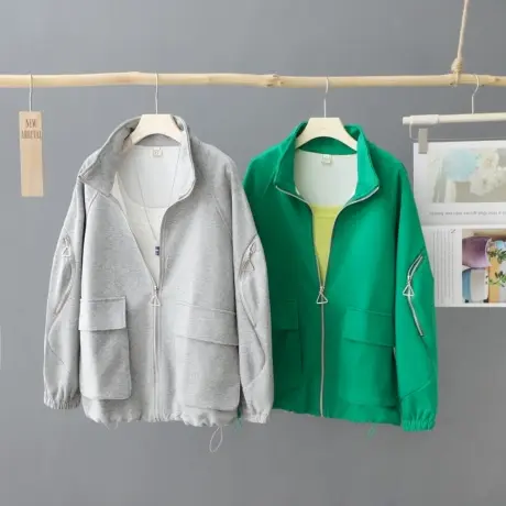 春季新款高级时尚休闲宽松外套女长袖开衫短款洋气运动服卫衣上衣图片