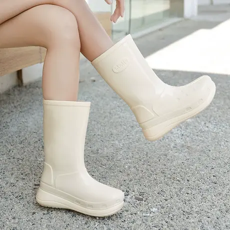 中筒通勤雨鞋轻便耐磨水鞋女款防水防滑胶鞋中帮透气户外洗车雨靴商品大图
