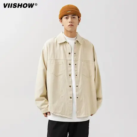 VIISHOW日系复古工装衬衫男长袖春秋质感潮牌宽松休闲翻领衬衣商品大图