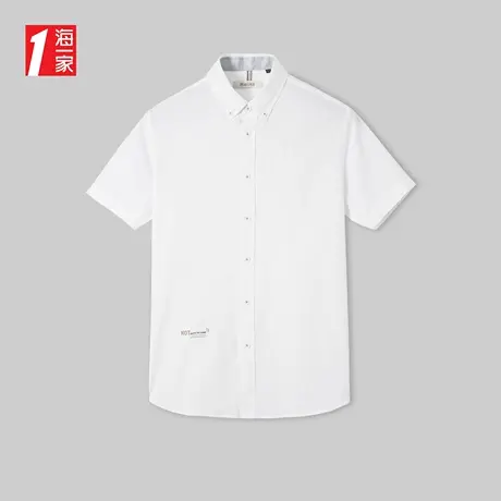 海一家简约休闲短衬2023夏季新款时尚字母印花亲肤透气短袖衬衫男商品大图