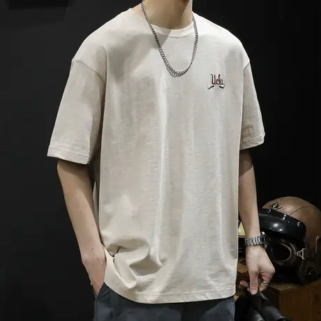 重磅300g短袖t恤男士夏季宽松男装大码潮牌2023新款胖子体恤男款商品大图