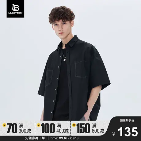 Lilbetter衬衫男短袖夏季新品街头潮牌衬衣翻领宽松时尚潮流上衣商品大图