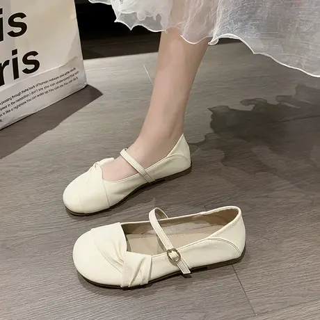 单鞋女平底温柔风2023新款夏孕妇鞋高级配裙子圆头浅口防滑晚晚鞋商品大图