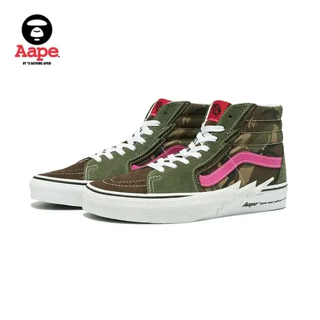 Aape旗舰店男女鞋Vans联名迷彩侧边闪电高帮帆布鞋板鞋9684XXL图片