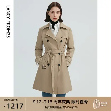 朗姿中长款修身显瘦气质高级感新款休闲风衣大衣女秋冬季新款外套图片
