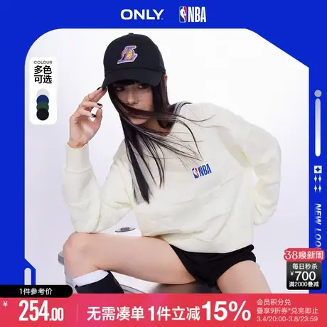 ONLY春秋NBA联名款复古方格拼接针织衫女图片
