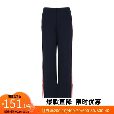 【艾格】2023春季新款女装撞色织带裤腿韩版宽松时尚运动休闲裤商品大图