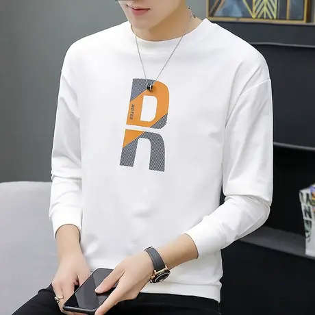 卫衣男春秋款白色圆领宽松韩版潮流学生秋季套头无帽薄款长袖t恤商品大图