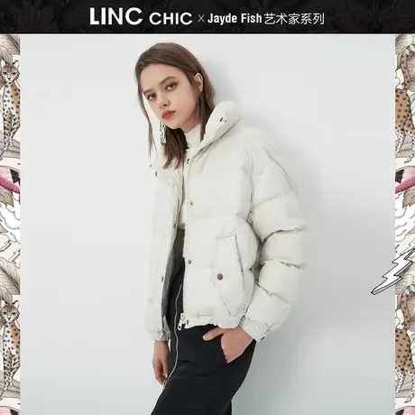 LINC金羽杰2023秋冬新款立领反季专柜断码女款短款面包服羽绒服女商品大图